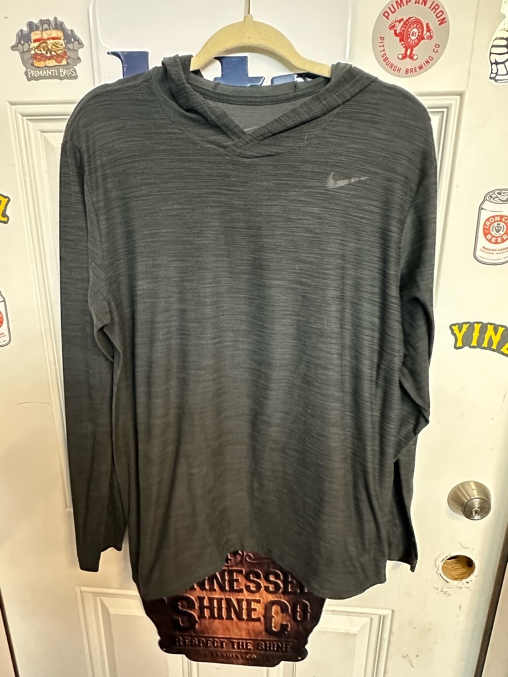 Nike Men’s Black Heather Lightweight Hooded Long-Sleeve Top
